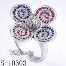 925 de plata esterlina Zirconia mujeres flor anillo (s-10303)